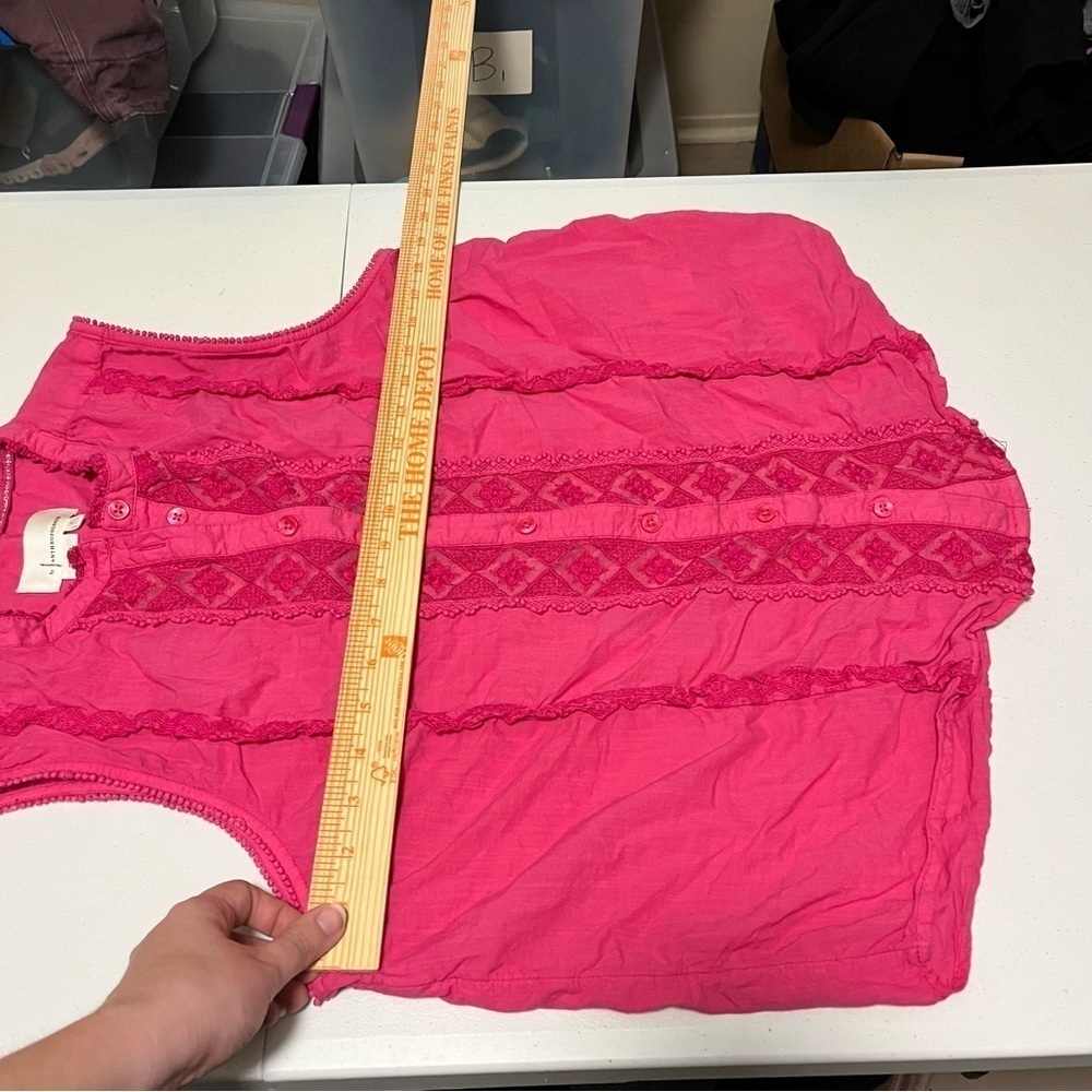 Anthropologie Pink Sleeveless Button Up Blouse Large M2 - Picture 4 of 8